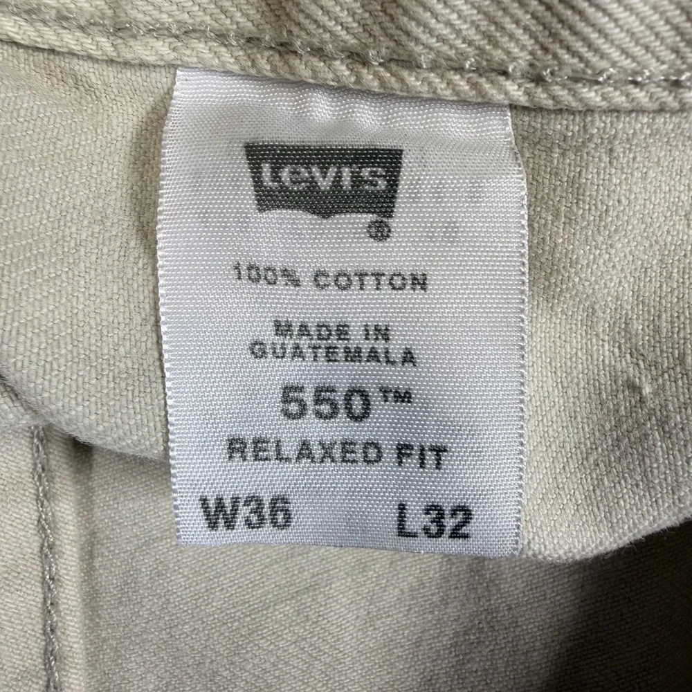 Levi's 550 Jeans Mens 36x32 Tan Super Stretchy Boho Relaxed Fit Straight Leg